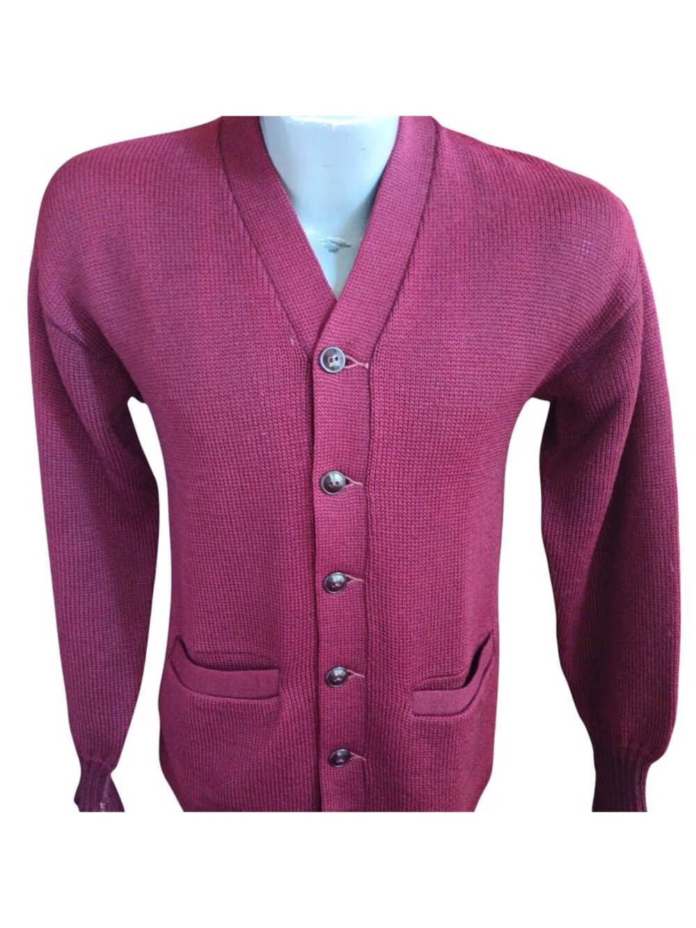 Small Vintage Letterman Sweater Burgundy Wool Cardigan Lawlor's Lincoln Nebraska